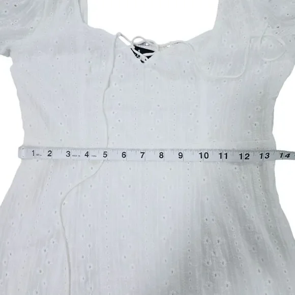 LULUS Rapunzel‎ White Eyelet Lace Mini Dress Medium - Picture 9 of 10